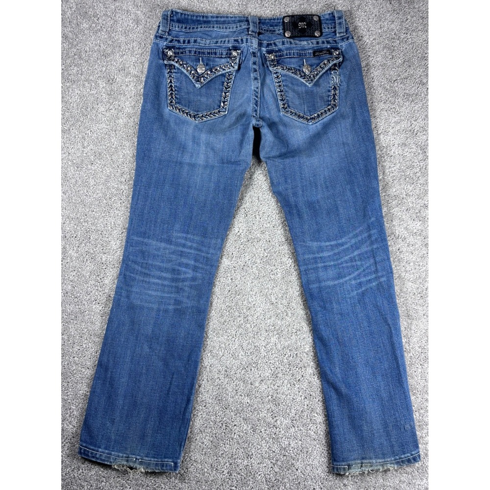 Miss Me Jeans Womens 31 Signature Boot‎ Cut Embellished Distressed Denim (READ)